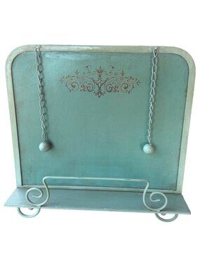 Kimberly Poloson Aqua Blue Antiqued Metal Cookbook Holder 13" x13" (READ)